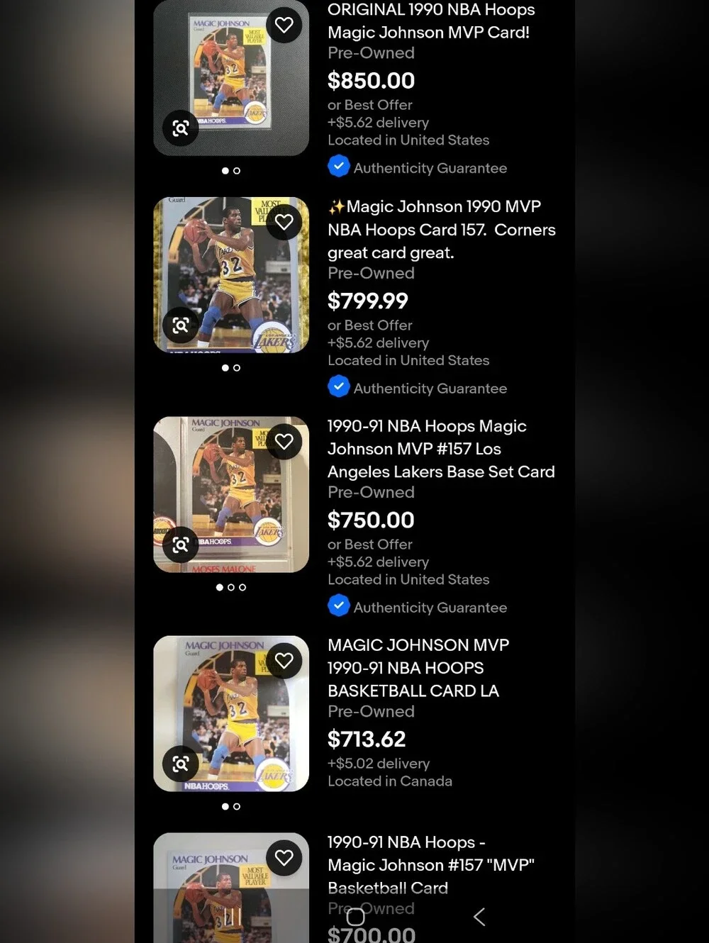 NBA Properties 1990-91 Hoops Magic Johnson Most Valuable Player #157 Lakers